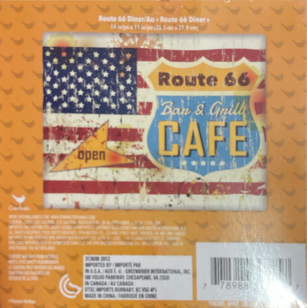 Route 66 Diner 500 Piece Jigsaw Puzzle For Age 14 - Cardinal puzzle collectible [Barcode 778988393857] - Main Image 2