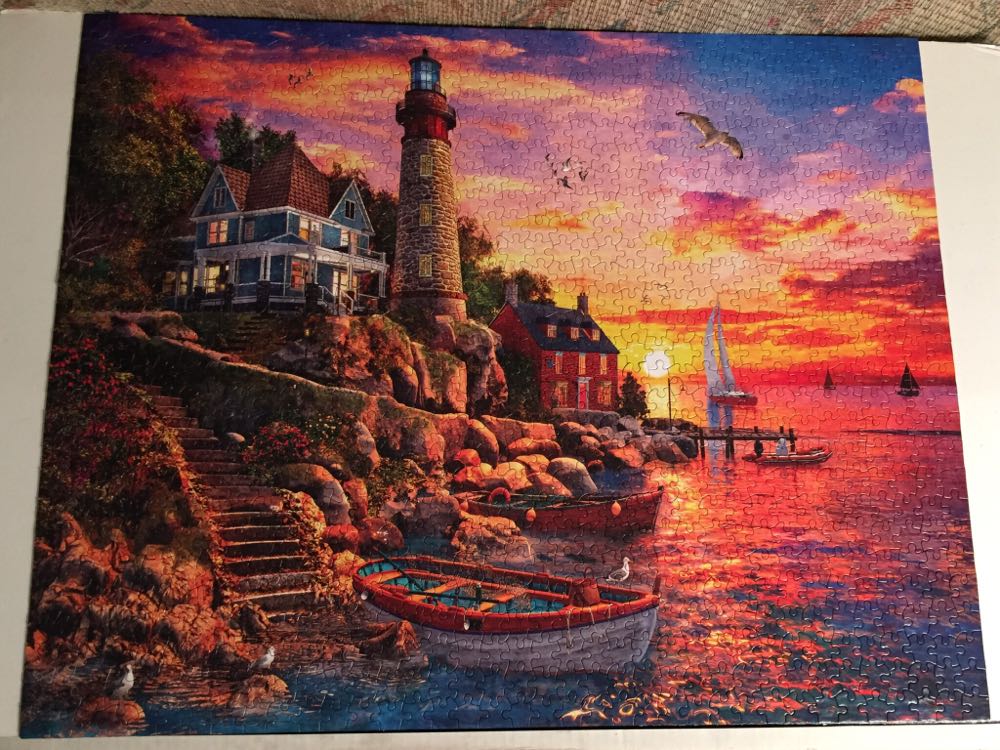 Lighthouse Sunset/NMV/SOLD-w - White Mountain Puzzles puzzle collectible [Barcode 724819263783] - Main Image 2