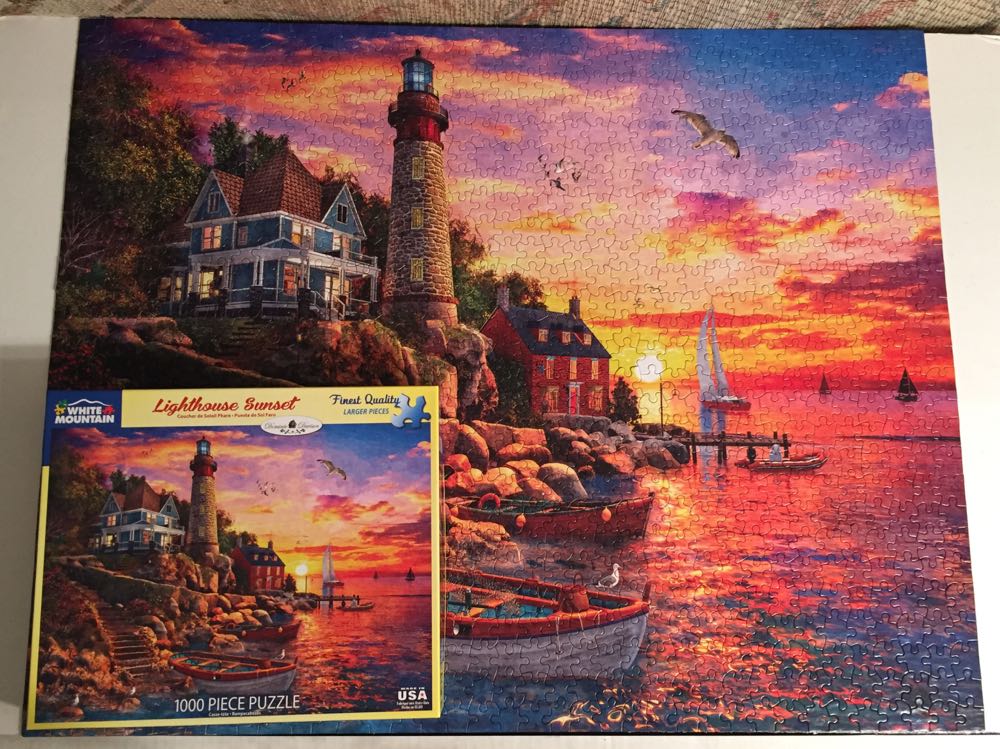 Lighthouse Sunset/NMV/SOLD-w - White Mountain Puzzles puzzle collectible [Barcode 724819263783] - Main Image 3