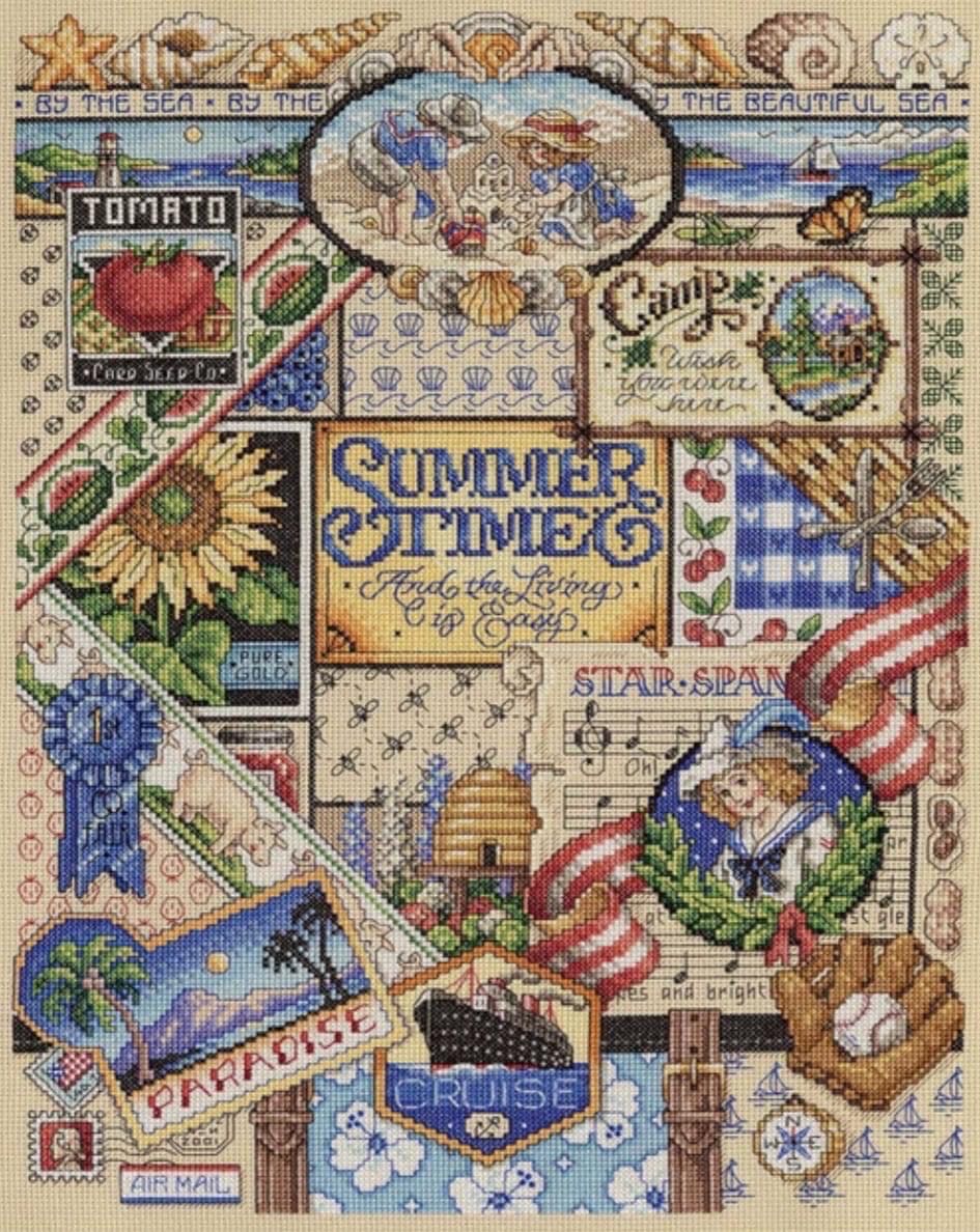 Summer Cross Stitch-NIB $$$$$$ E - White Mountain Puzzles puzzle collectible [Barcode 724819253913] - Main Image 2