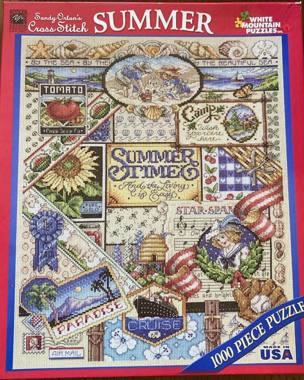Summer Cross Stitch-NIB $$$$$$ E - White Mountain Puzzles puzzle collectible [Barcode 724819253913] - Main Image 3