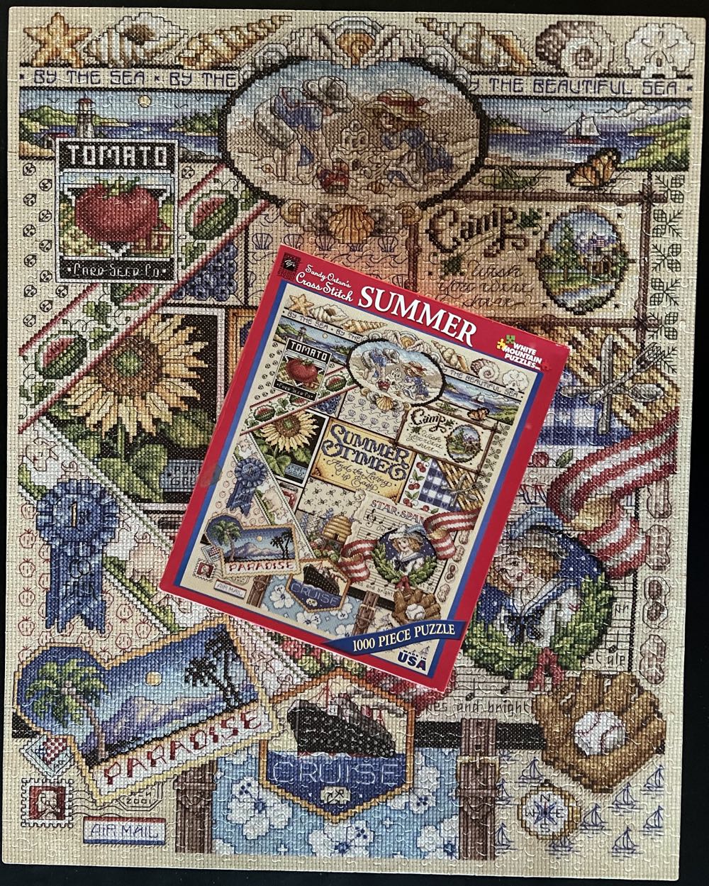 Summer Cross Stitch-NIB $$$$$$ E - White Mountain Puzzles puzzle collectible [Barcode 724819253913] - Main Image 4