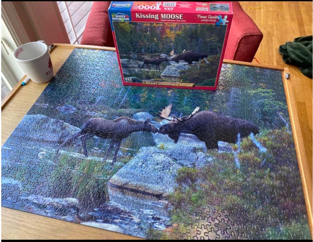 Kissing Moose* - White Mountain Puzzles puzzle collectible [Barcode 724819250721] - Main Image 4