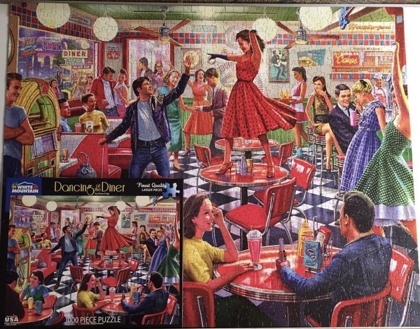 Dancing at the Diner - White Mountain Puzzles puzzle collectible [Barcode 724819264391] - Main Image 3