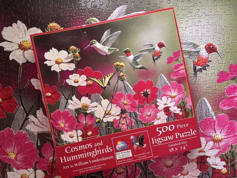 SunsO Cosmos And Hummingbirds - SunsOut puzzle collectible [Barcode 796780304123] - Main Image 3