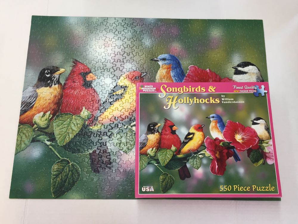 Songbirds & Hollyhocks - White Mountain puzzle collectible [Barcode 724819253081] - Main Image 3