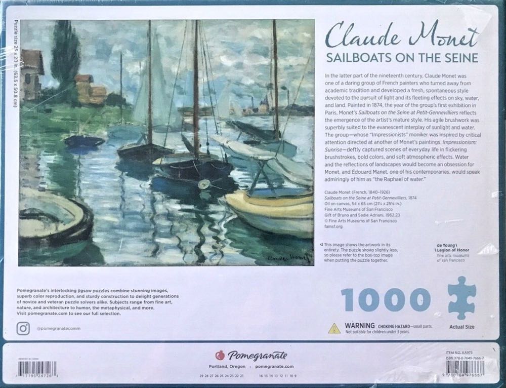 Sailboats on the Seine - Pomegranate puzzle collectible [Barcode 9780764976667] - Main Image 3