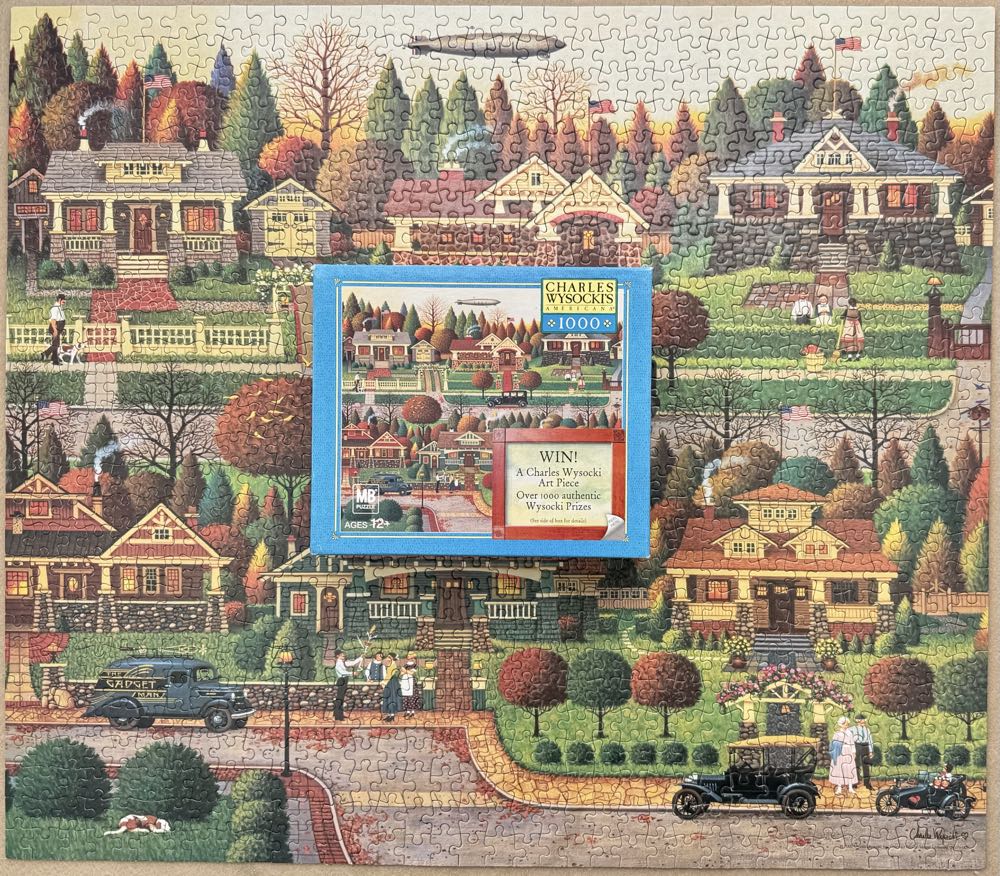 Labor Day in Bungalowville - Milton Bradley puzzle collectible [Barcode 032244046797] - Main Image 2
