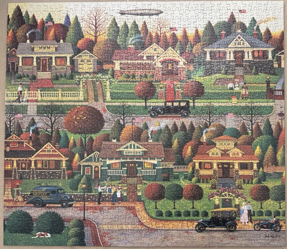 Labor Day in Bungalowville - Milton Bradley puzzle collectible [Barcode 032244046797] - Main Image 3