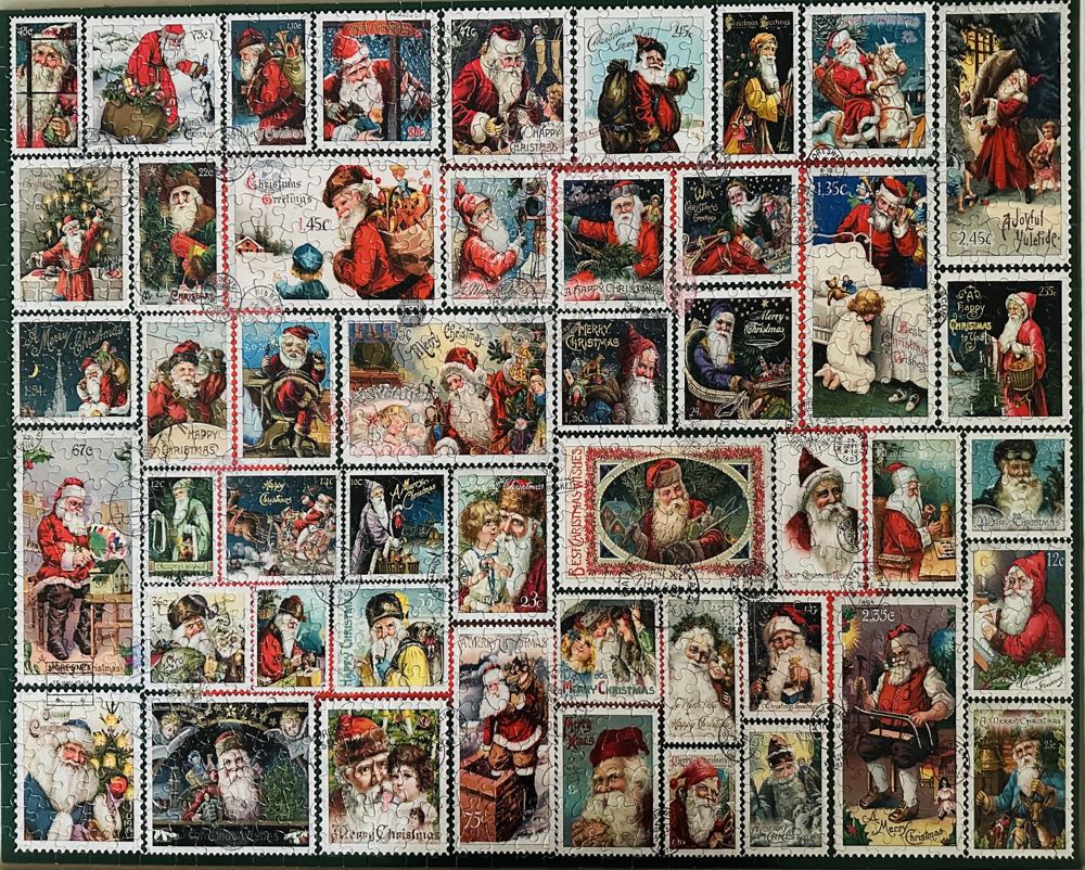 Santa Stamps - White Mountain puzzle collectible [Barcode 724819260485] - Main Image 2