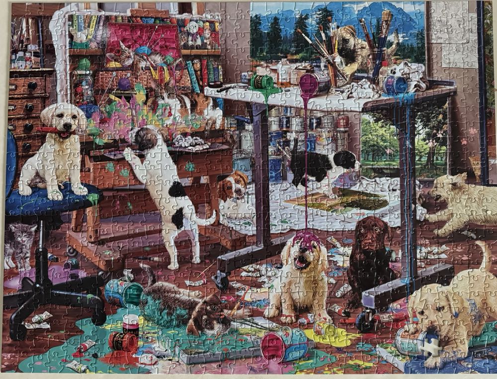 Dog Days: Painting Puppies - Buffalo Games puzzle collectible [Barcode 079346994045] - Main Image 2