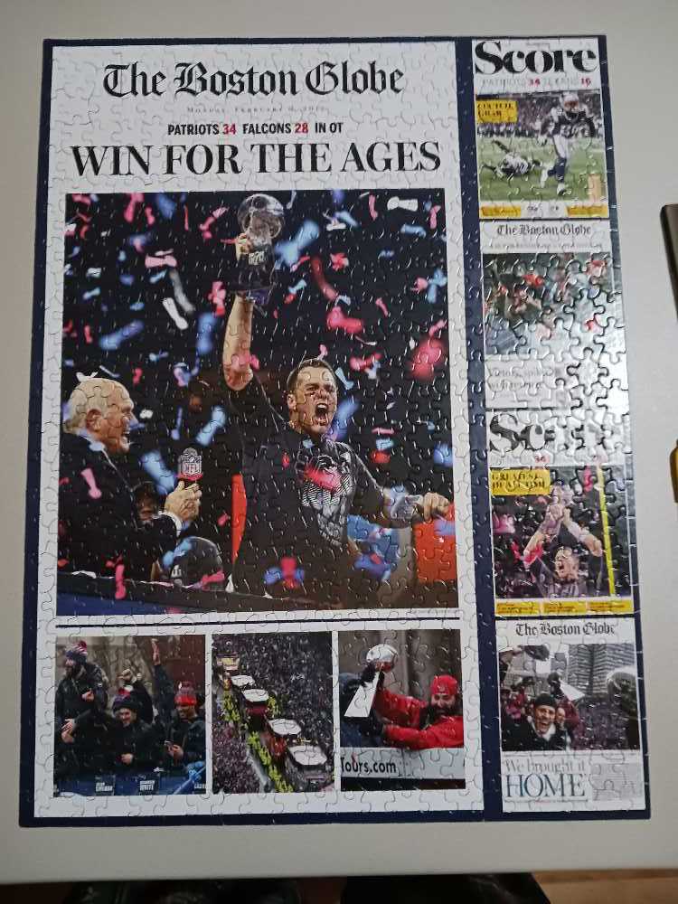 The Boston Globe: Patriots-Win For The Ages - White Mountain 🇺🇸 puzzle collectible [Barcode 724819259915] - Main Image 2