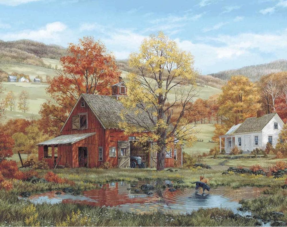 Fred Swan Friends In Autumn - White Mountain Puzzles puzzle collectible [Barcode 724819248094] - Main Image 2