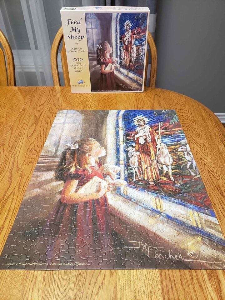 Feed My Sheep - SunsOut puzzle collectible [Barcode 796780185609] - Main Image 3