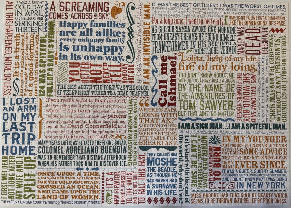 Great First Lines Of Literature - Unemployed Philosophers Guild puzzle collectible [Barcode 814229007289] - Main Image 2