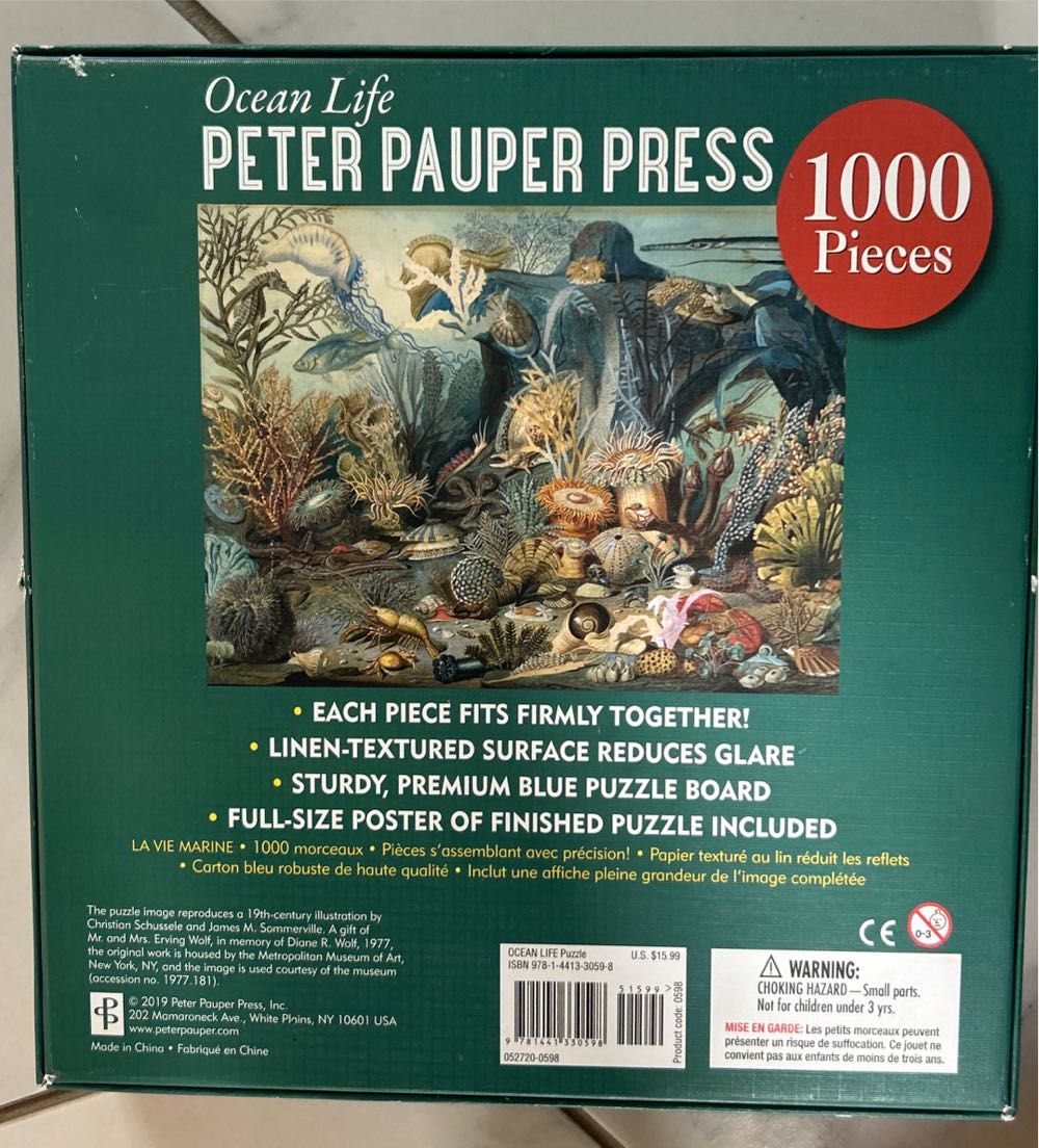 Ocean Life - Peter Pauper Press puzzle collectible [Barcode 9781441330598] - Main Image 2