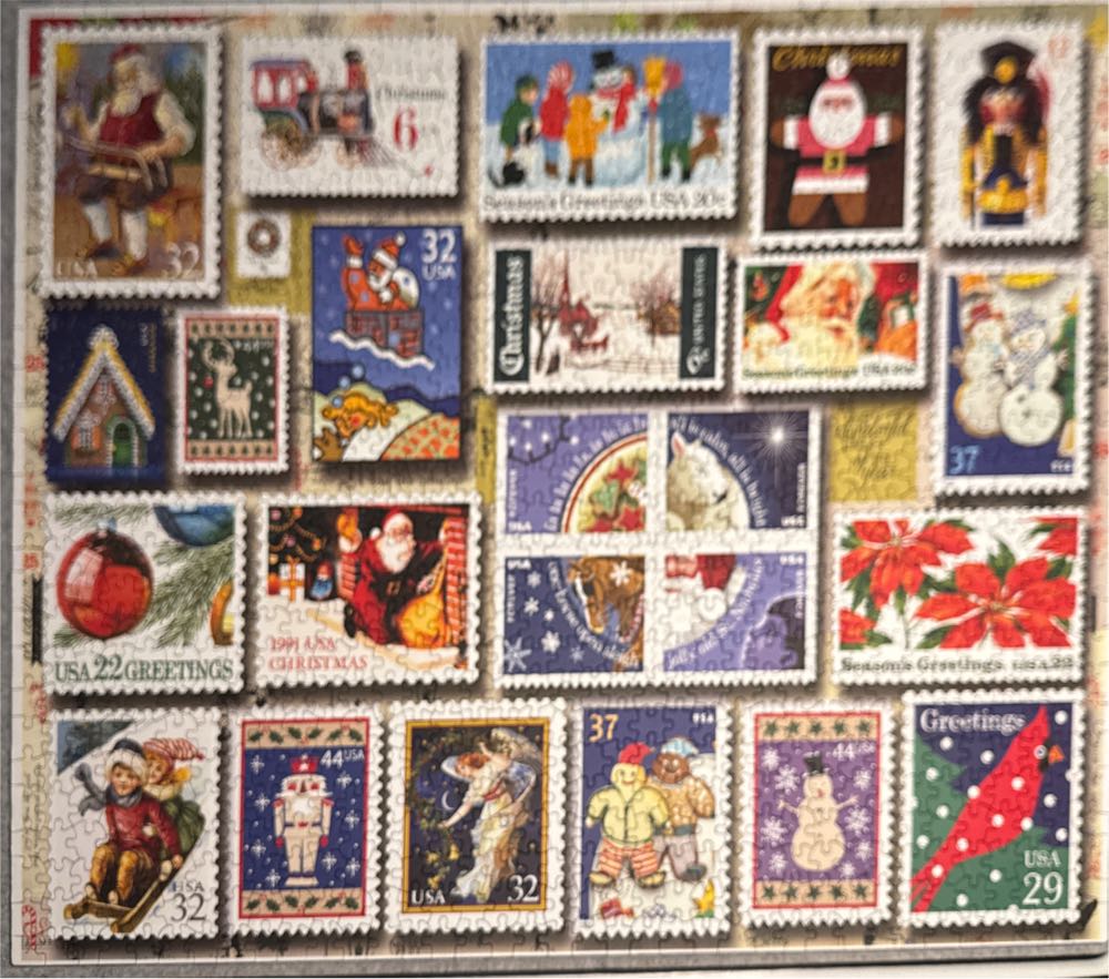Holiday Stamps (NIB) 🧩 - White Mountain Puzzles puzzle collectible [Barcode 724819262878] - Main Image 3