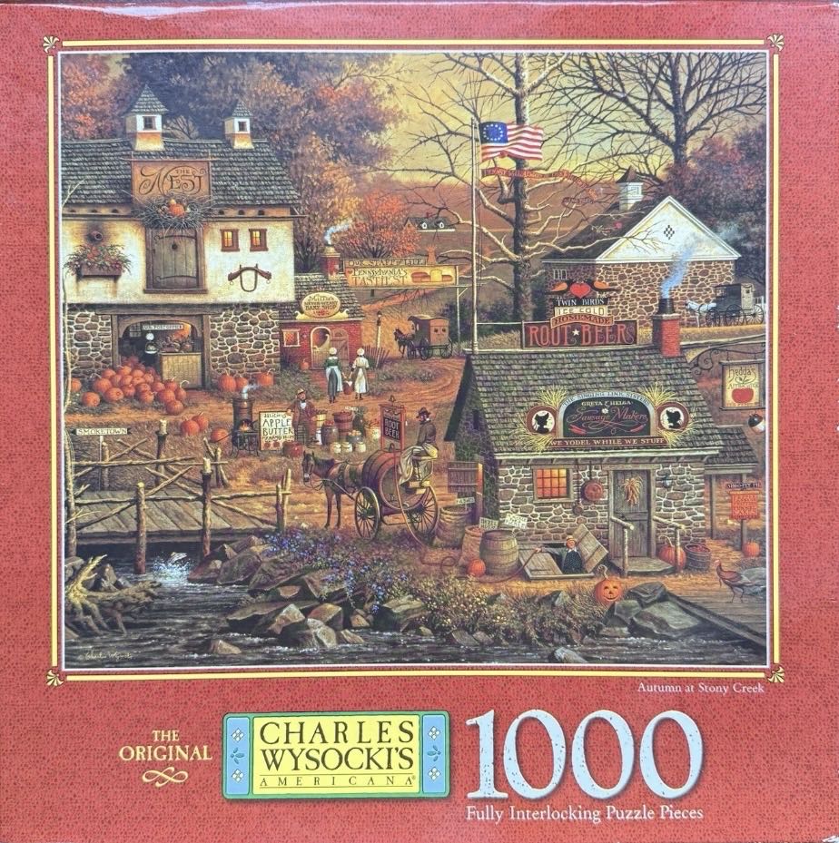 Sold - Autumn at Stony Creek - Milton Bradley puzzle collectible - Main Image 2