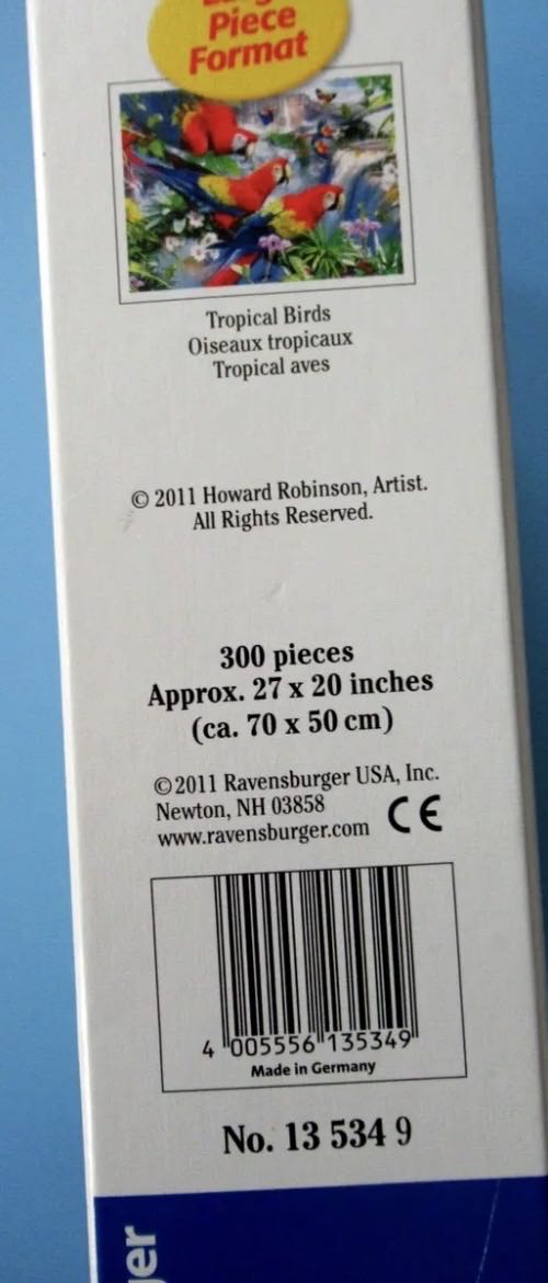 Tropical Birds - 153, 9/7/21-SOLD - Ravensburger puzzle collectible [Barcode 4005556135349] - Main Image 4