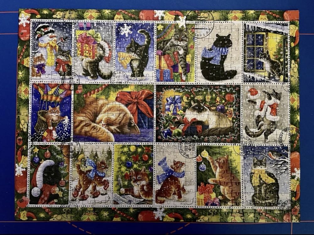 Christmas Cat Stamps - Vermont Christmas Company puzzle collectible [Barcode 819273022080] - Main Image 3