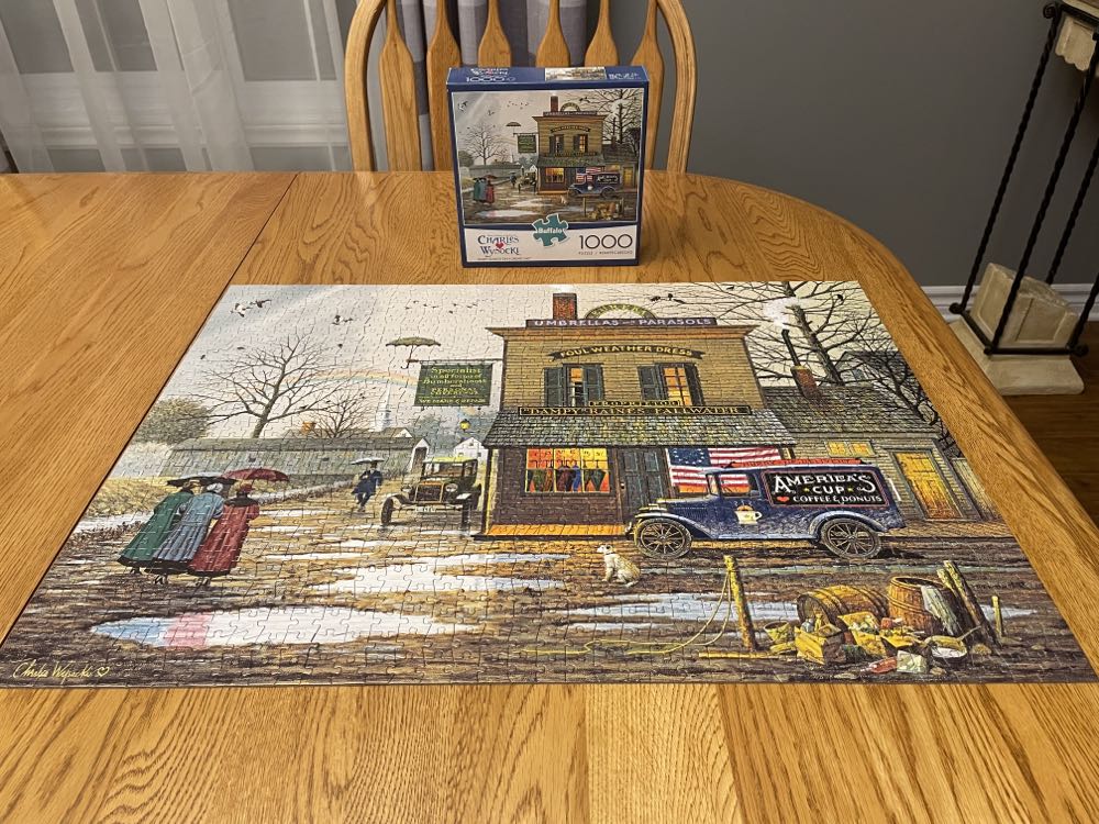 Dampy Donuts on a Dreary Day - SOLD - Buffalo puzzle collectible [Barcode 079346114573] - Main Image 2