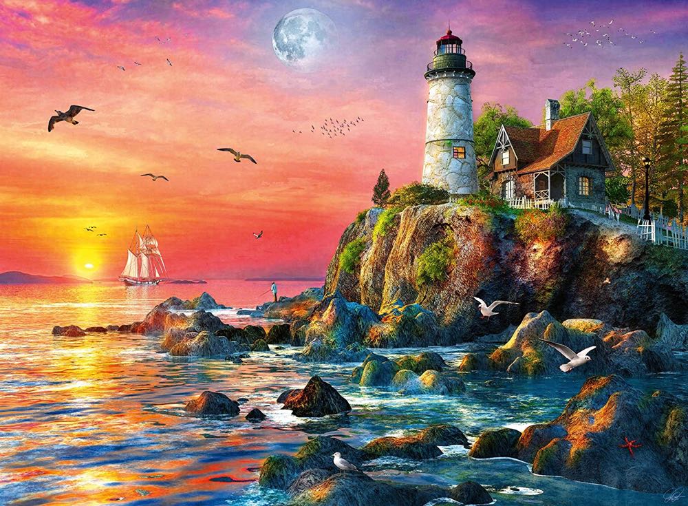 Lighthouse At Sunset - GONE - Ravensburger puzzle collectible [Barcode 4005556802340] - Main Image 2