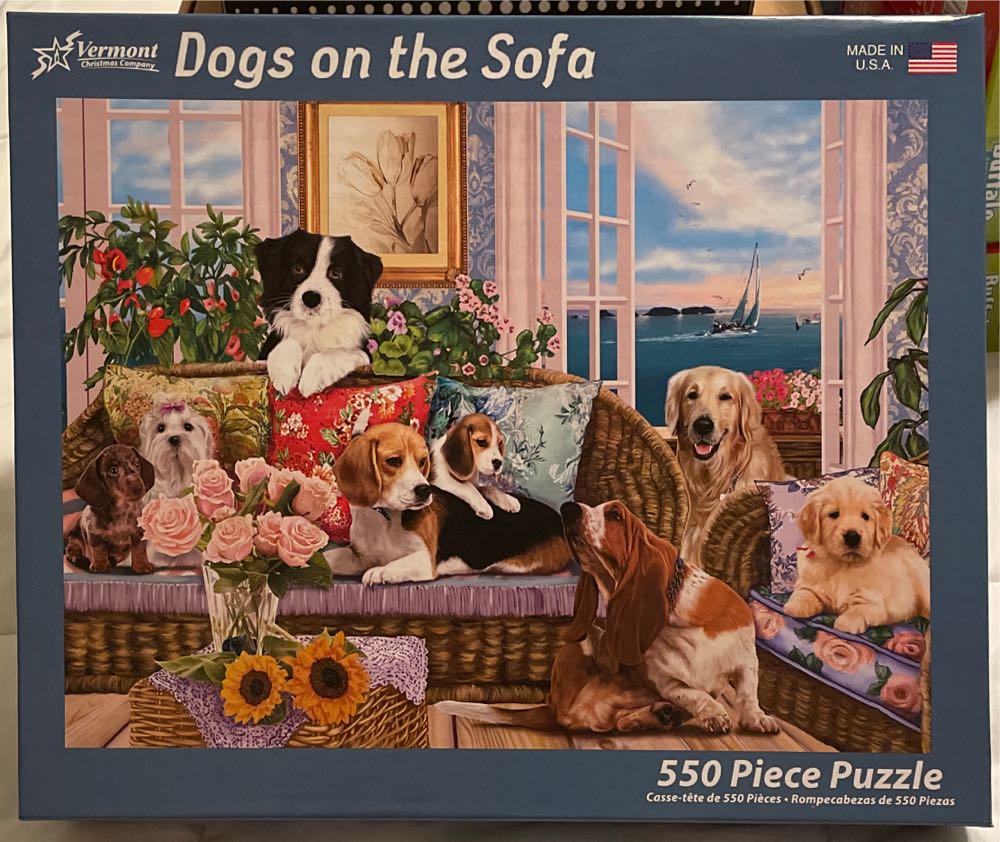 Dogs On The Sofa - Vermont Christmas Company puzzle collectible [Barcode 819273021847] - Main Image 3