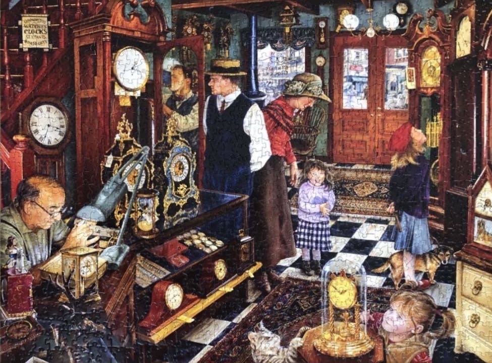 The Clock Shop - SunsOut puzzle collectible [Barcode 796780446526] - Main Image 3