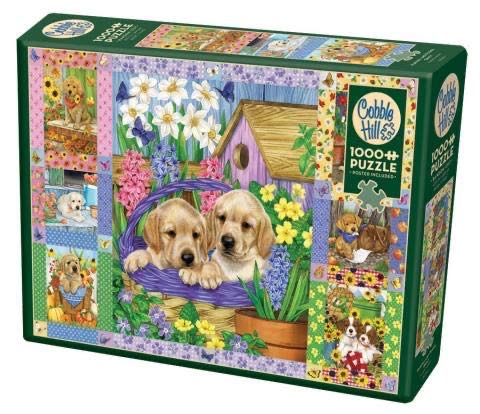 Puppies And Posies Quilt (NIB) Cheryl - Cobble Hill puzzle collectible [Barcode 625012802789] - Main Image 1