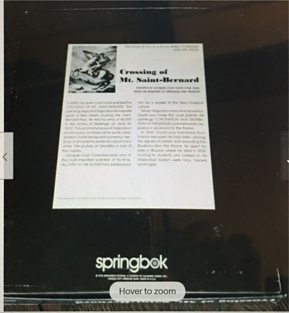 Crossing Of Mt. Saint-Bernard - Springbok puzzle collectible - Main Image 2