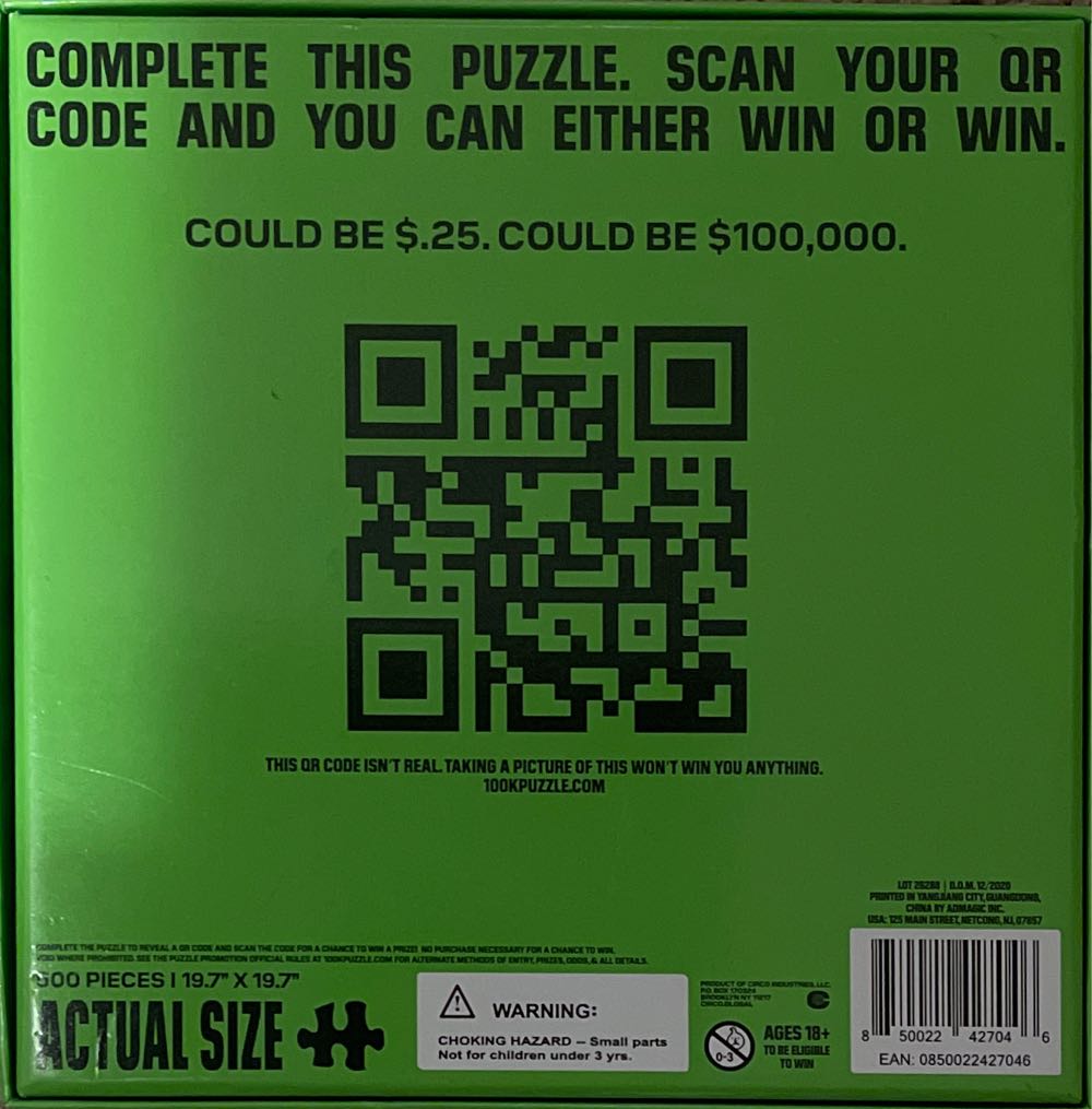 The Hundred Thousand Dollar Puzzle  puzzle collectible [Barcode 850022427046] - Main Image 2