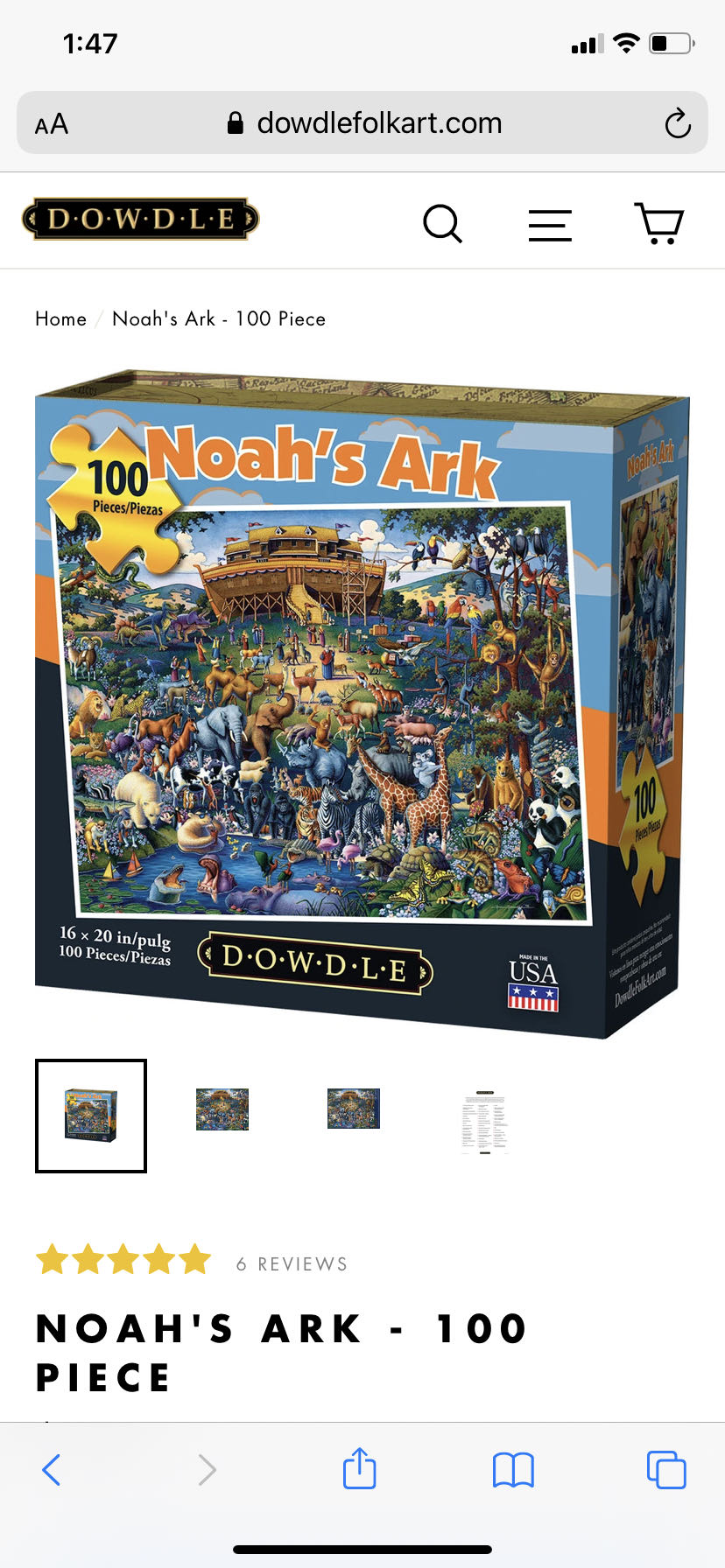 Noah’s Ark - Children’s Collection - Dowdle Folk Art puzzle collectible - Main Image 3