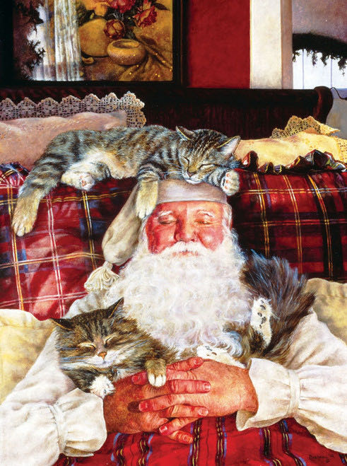 Santas Cat Nap - SunsOut puzzle collectible [Barcode 15084781] - Main Image 2