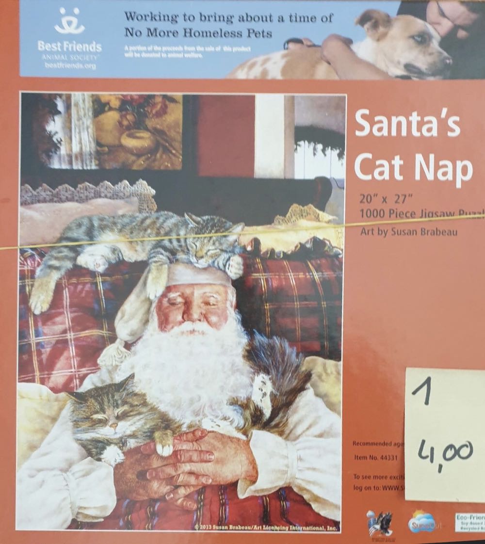 Santas Cat Nap - SunsOut puzzle collectible [Barcode 15084781] - Main Image 3