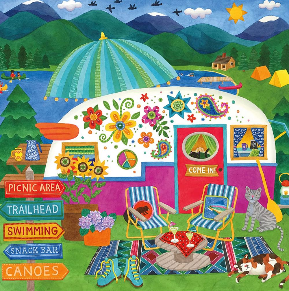 Lake View Camper - Ceaco Happy Camper puzzle collectible [Barcode 021081222617] - Main Image 2