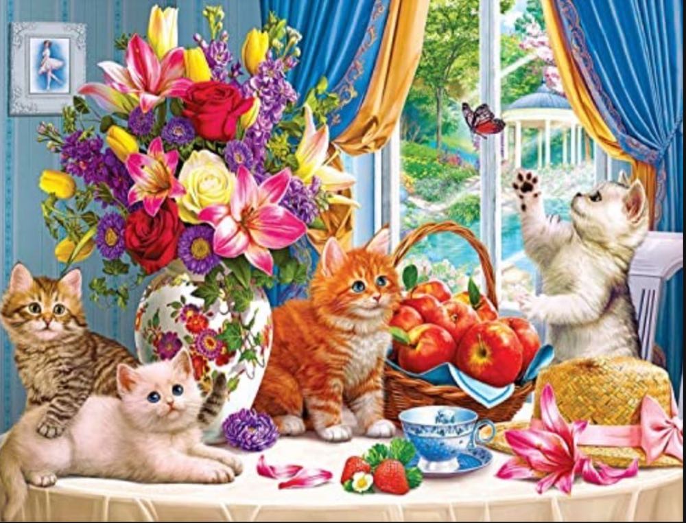 Fluffy Kittens In The Living Room- Done - Cra-Z-Art puzzle collectible [Barcode 4895145428286] - Main Image 2