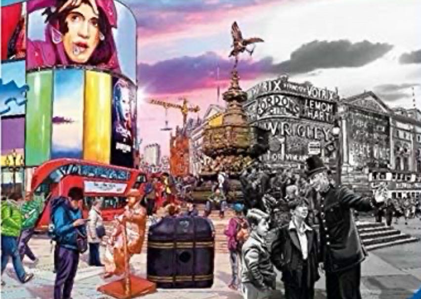 Then And Now Picadilly Circus - Ravensburger puzzle collectible [Barcode 4005556165704] - Main Image 2