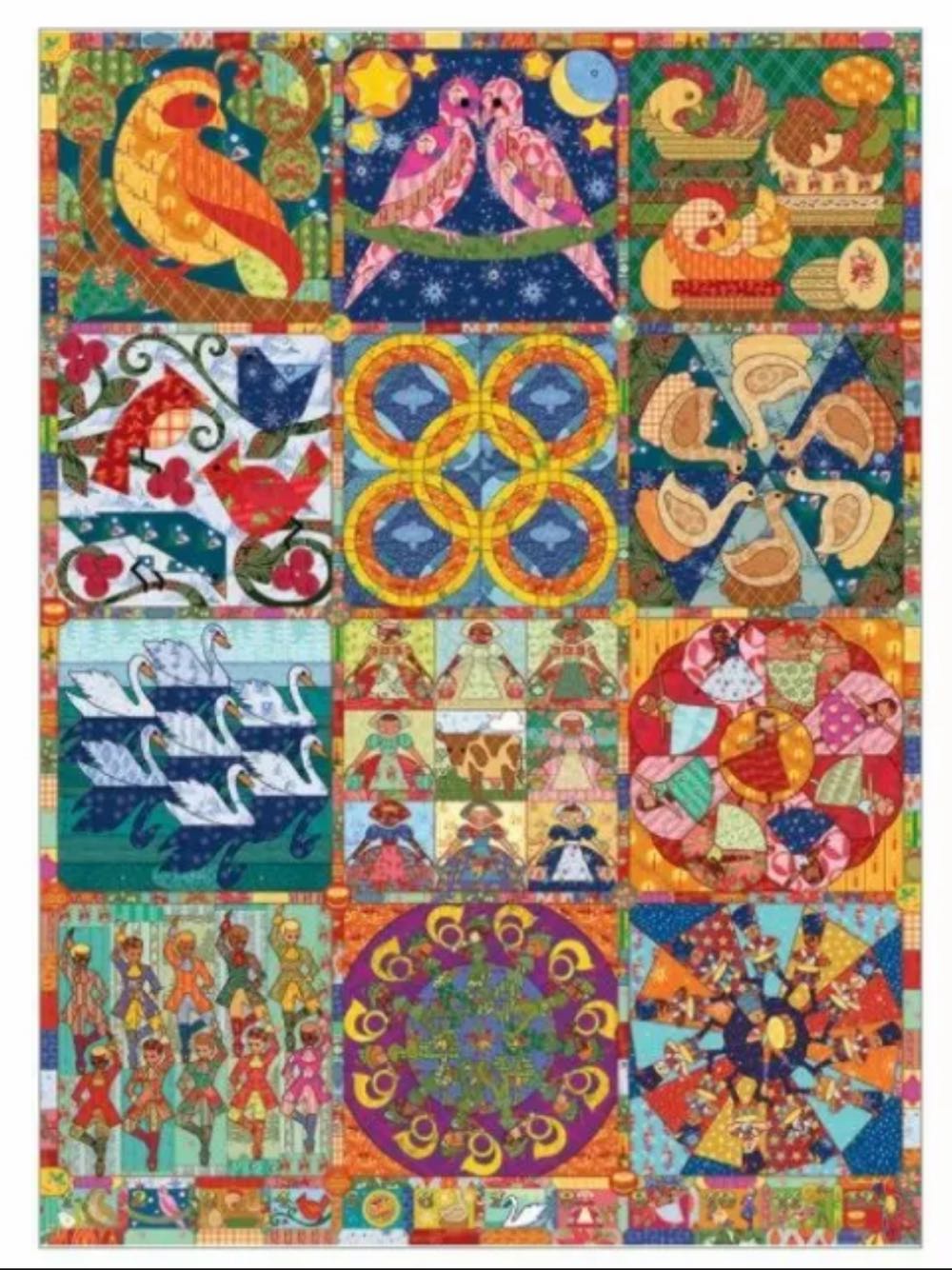 Twelve Days Of Christmas Quilt - Cobble Hill puzzle collectible [Barcode 625012803175] - Main Image 2