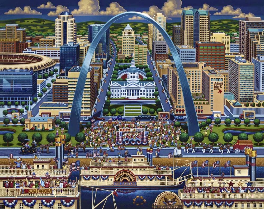 St Louis Adam Fishman VC  - Dowdle Folk Art 🇺🇸 puzzle collectible [Barcode 671095001762] - Main Image 2