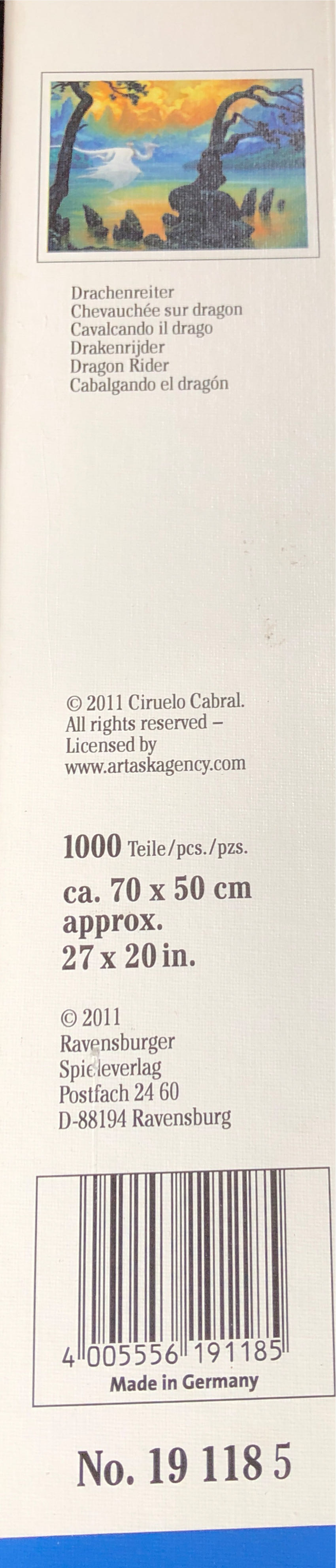 Dragon Rider - Ravensburger 🇩🇪 puzzle collectible [Barcode 4005556191185] - Main Image 2