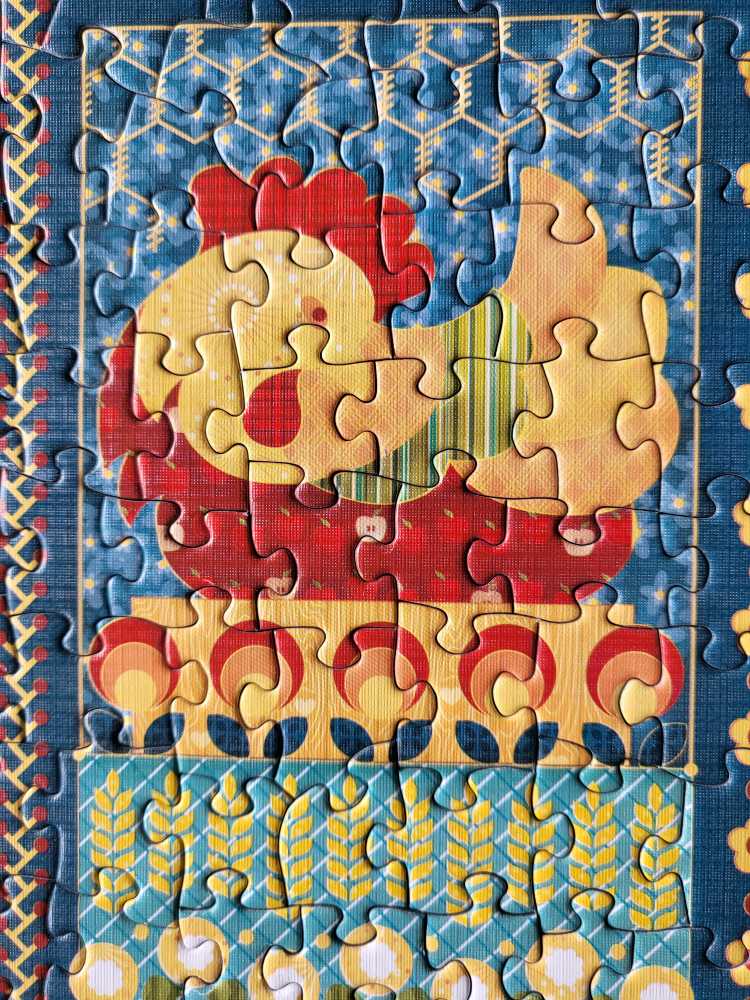 Scandi Chicken Quilt - Cobble Hill puzzle collectible [Barcode 625012803397] - Main Image 3