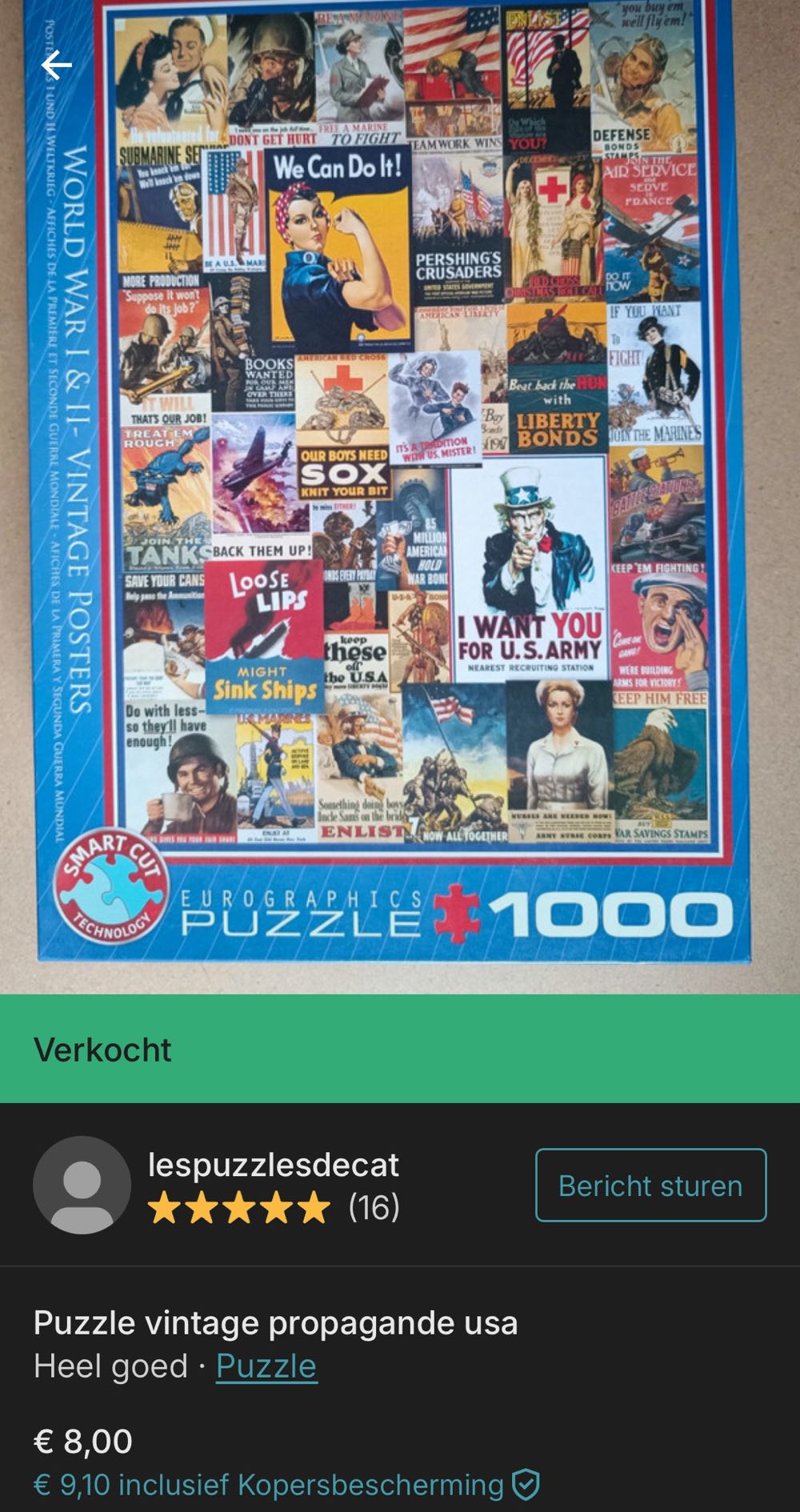 Vintage World War I & II Posters - EuroGraphics puzzle collectible [Barcode 628136600750] - Main Image 4