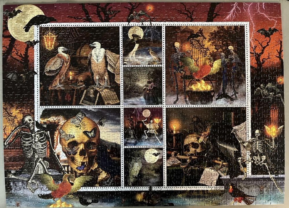 Halloween Stamps: Skeleton Dance - SunsOut 🇺🇸 puzzle collectible [Barcode 796780559240] - Main Image 2