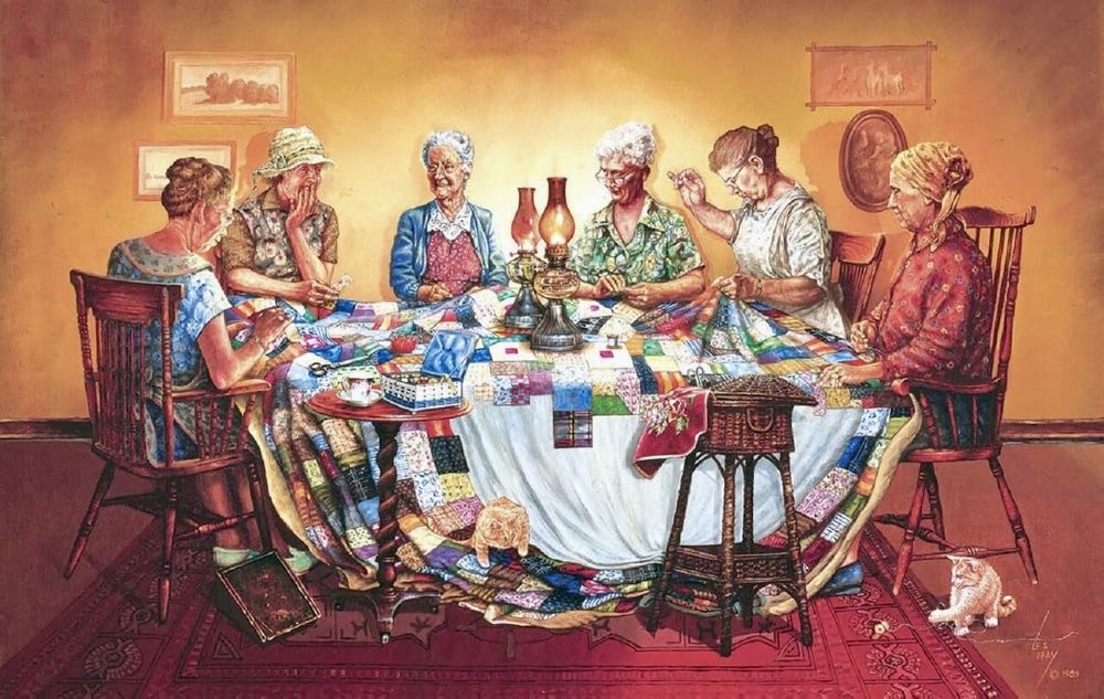 A Quilting Party - SunsOut puzzle collectible [Barcode 796780252691] - Main Image 2