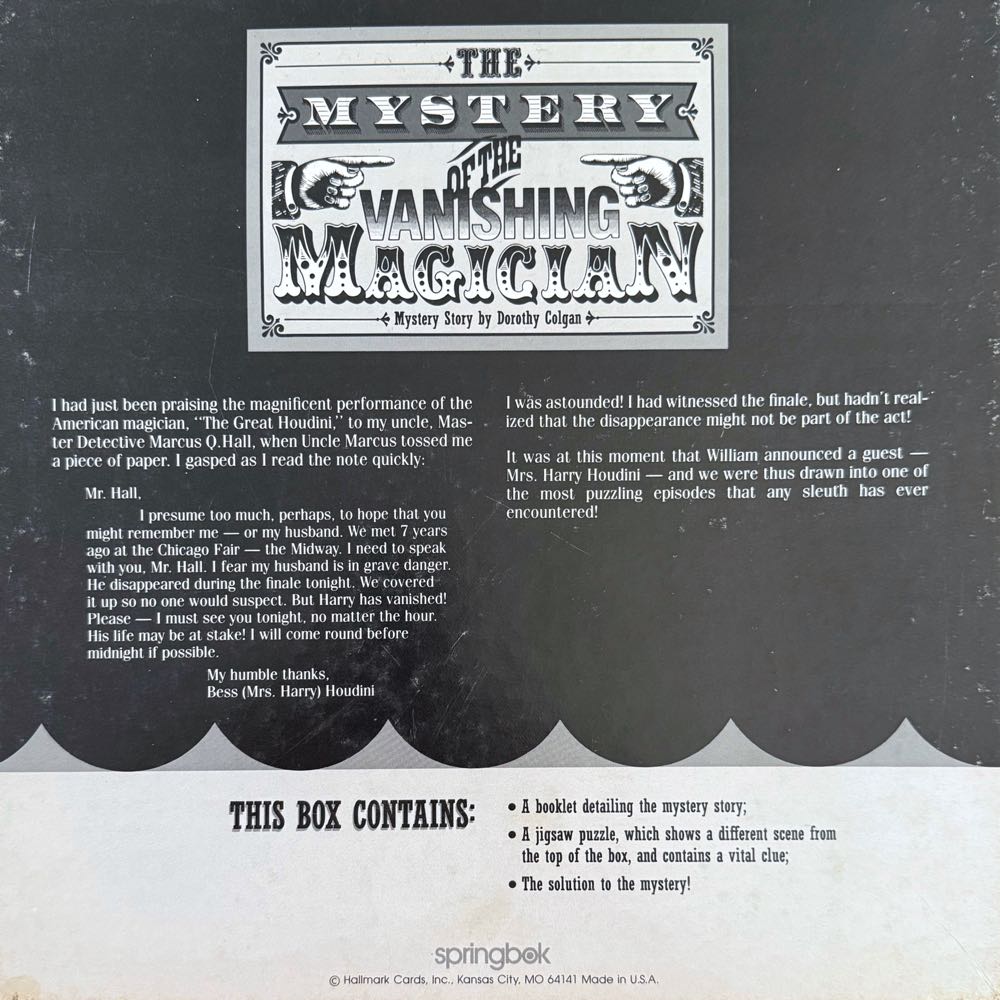 The Mystery of the Vanishing Magician - Springbok (Vintage) puzzle collectible - Main Image 2
