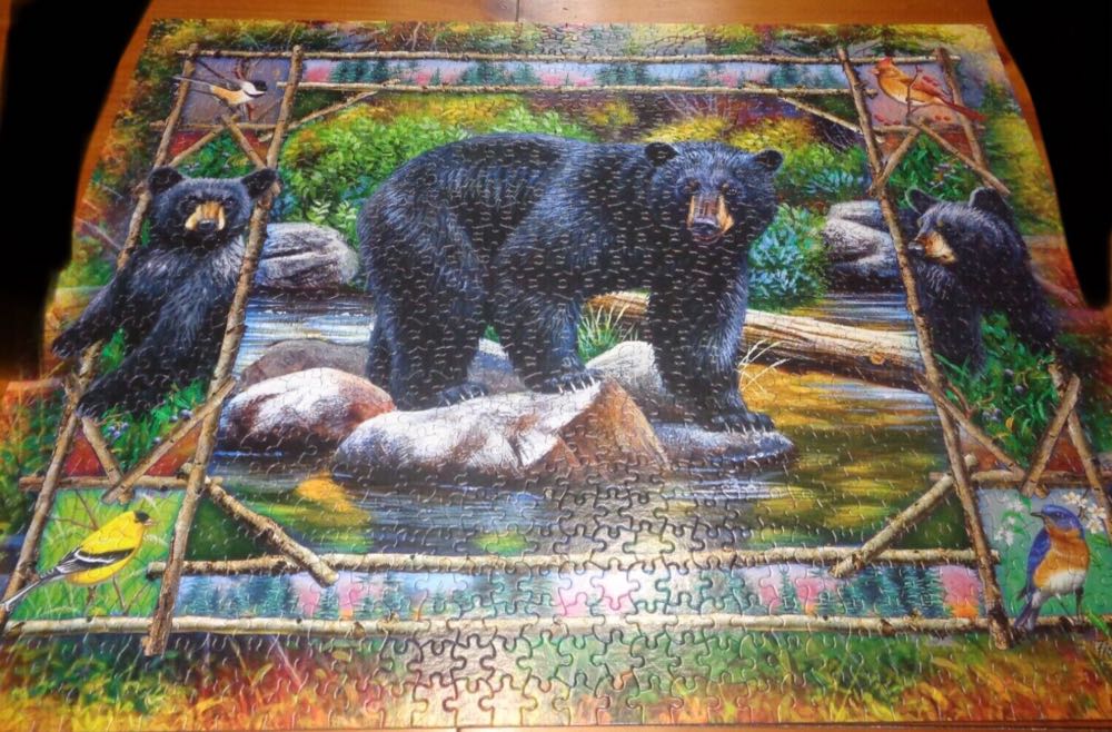 Black Bear & Cubs - White Mountain Puzzles puzzle collectible [Barcode 724819258130] - Main Image 2