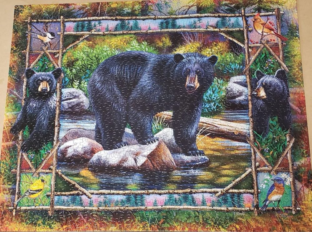 Black Bear & Cubs - White Mountain Puzzles puzzle collectible [Barcode 724819258130] - Main Image 3