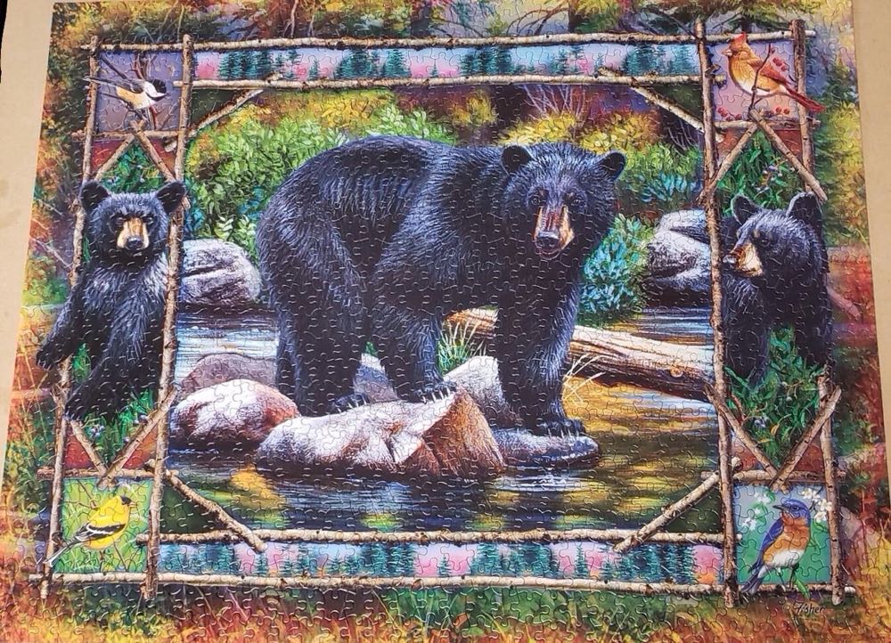 Black Bear & Cubs - White Mountain Puzzles puzzle collectible [Barcode 724819258130] - Main Image 4