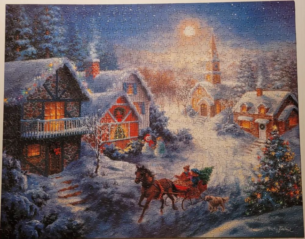 In a One horse Open Sleigh* - White Mountain Puzzles puzzle collectible [Barcode 724819248711] - Main Image 3