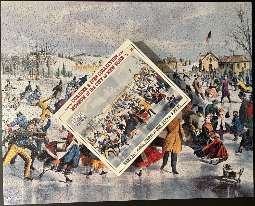 Currier & Ives New York - Central Park, Winter/The Skating Pond* - White Mountain Puzzles puzzle collectible [Barcode 724819248841] - Main Image 4
